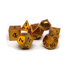 Medal Dice Poly Set Legendary Gold w/Black (7) New