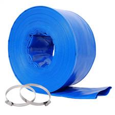 Blue 3"X100FT Pool Backwash Hose, PVC Lay Flat Water Discharge Discharge Hoses w