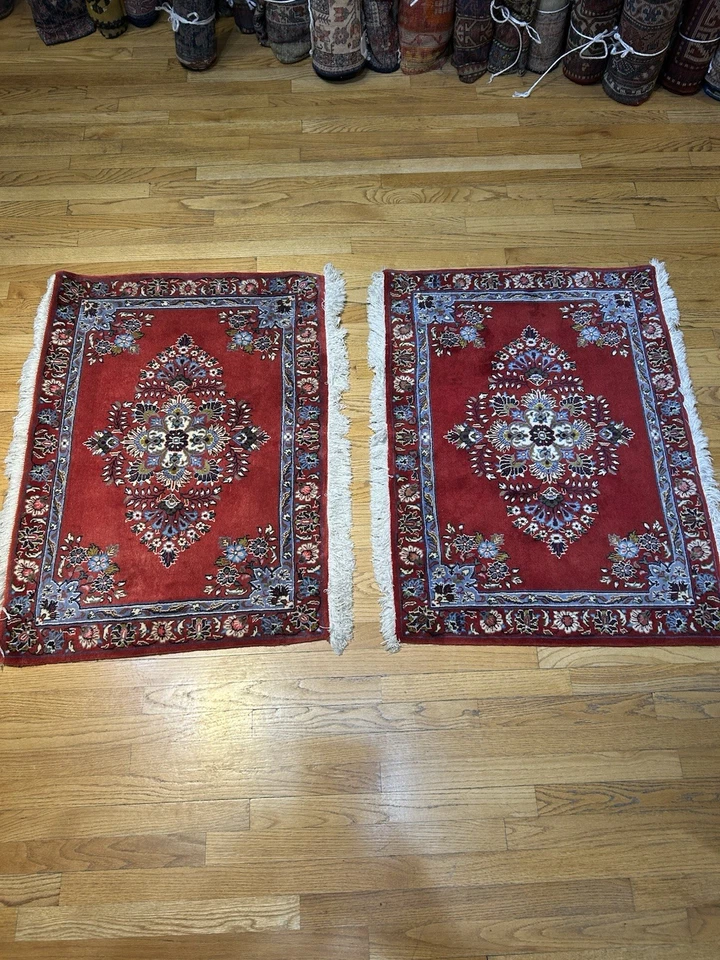2 alfombras Kashawn hechas a mano gemelas muy únicas y raras tejidas lateralmente 3’5x2’5 Foto 2 de 4