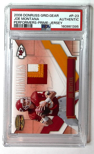 2008 Donruss Gridiron Gear Joe Montana Performers Prime Game Used Patch /50 PSA