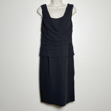 Lauren Ralph Lauren Sleeveless Sheath Dress 6 Black Ruched Tiered Office Event