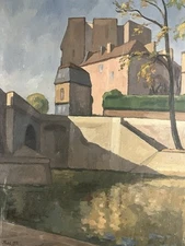 Post-Impressionist Oil View Of Reilhac Cantal Auvergne Aurillac 1931 92 X 73Cm