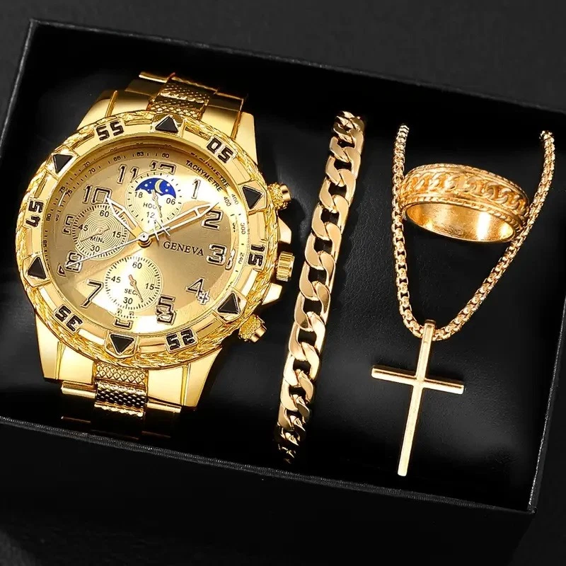 Juego de 4 adornos de reloj de negocios de vidrio de luz azul High Sense para hombre Foto 2 de 3