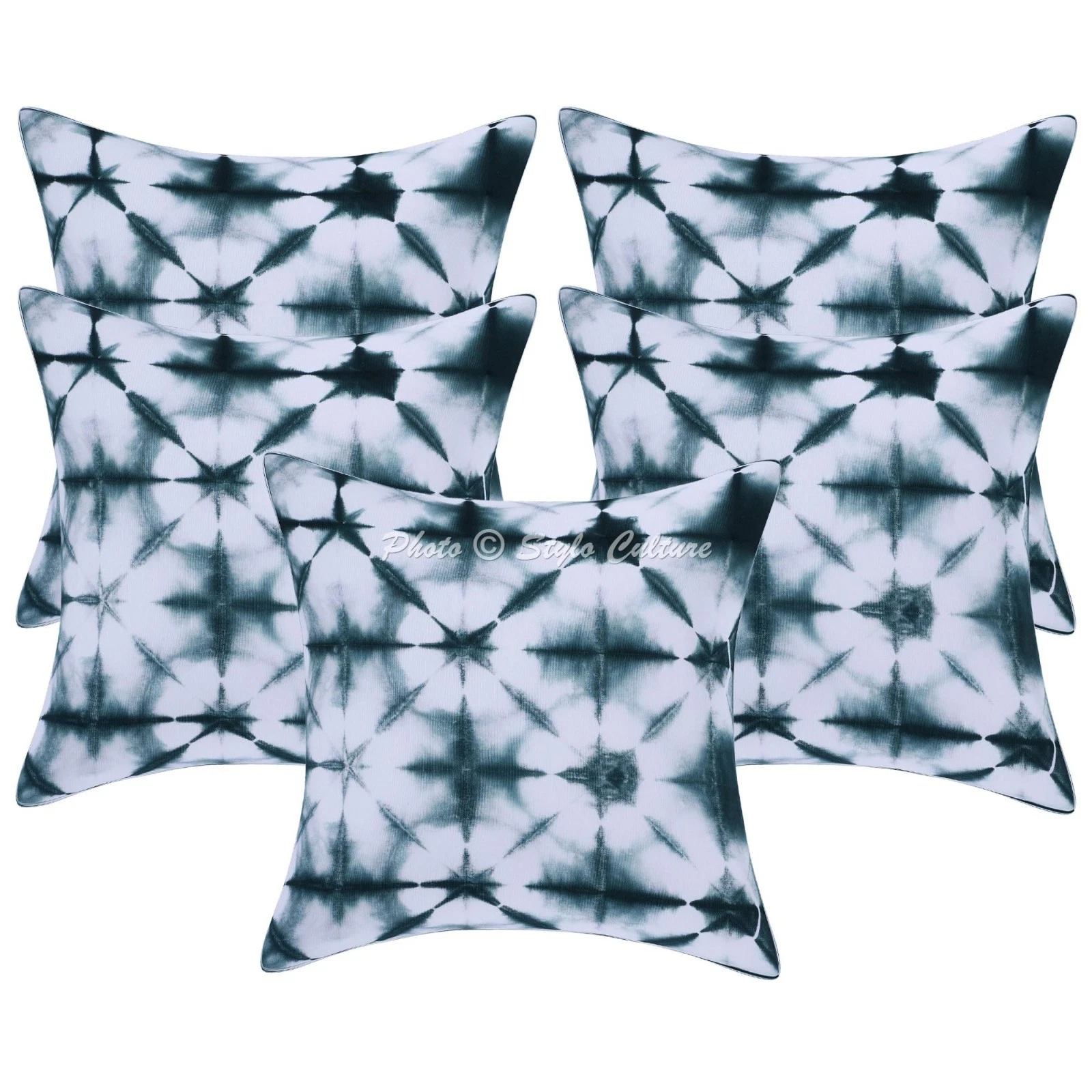 Boho Tie Dye Throw Pillow Covers Cotton Shibori Home Decor Cushion Cover 5 Pcs