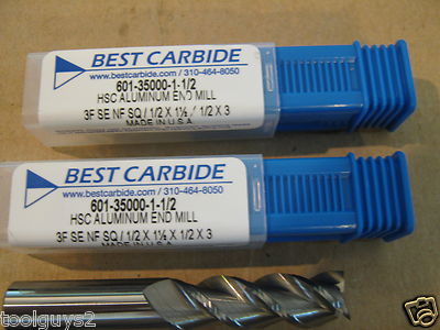 1/2"x1 1/2"LOCx3" long 3 Flute High Performance Alum Carbide End Mill Lot of 3 1/2"x1 1/2"LOCx3" long 3 Flute High Performance Alum Carbide End Mill Lot of 3