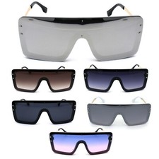 Unisex Rectangular Shield Robotic Oversize Sunglasses