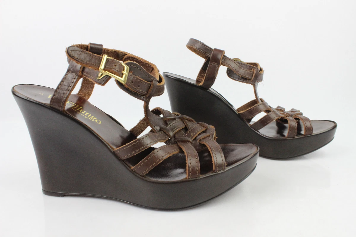 Sandales Talons Compens s VIA FILLUNGO Cuir Marron T 37 EXCELLENT