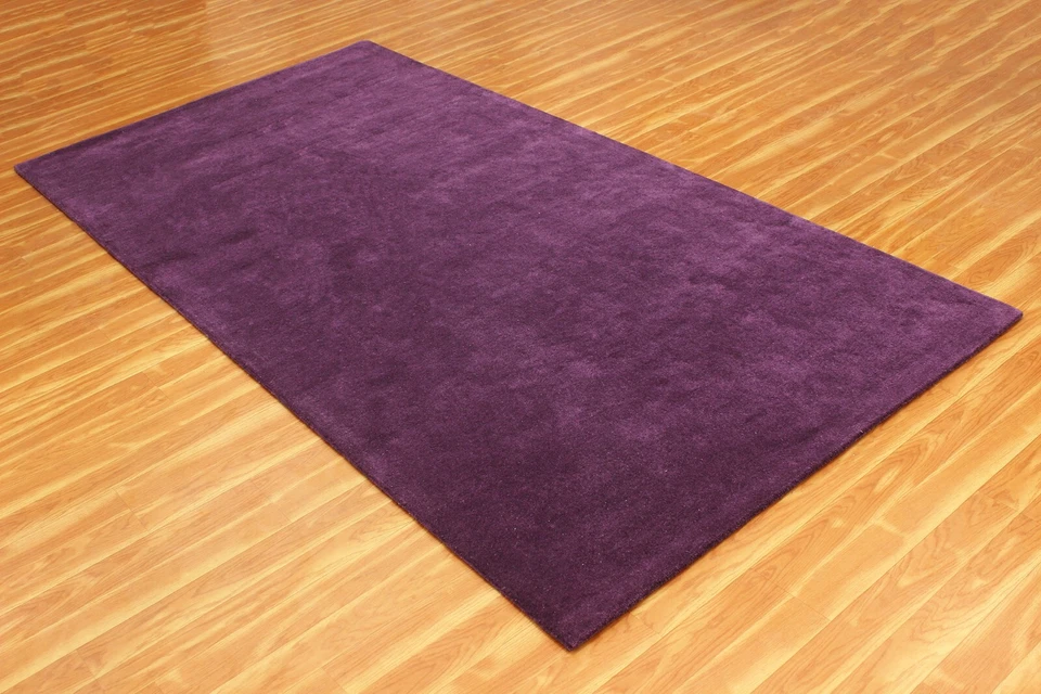 Handmade Tufted 100% Wool Area Rugs Modern Living Room Purple Carpets 4x6 5x8 Ft - Image 3 of 4