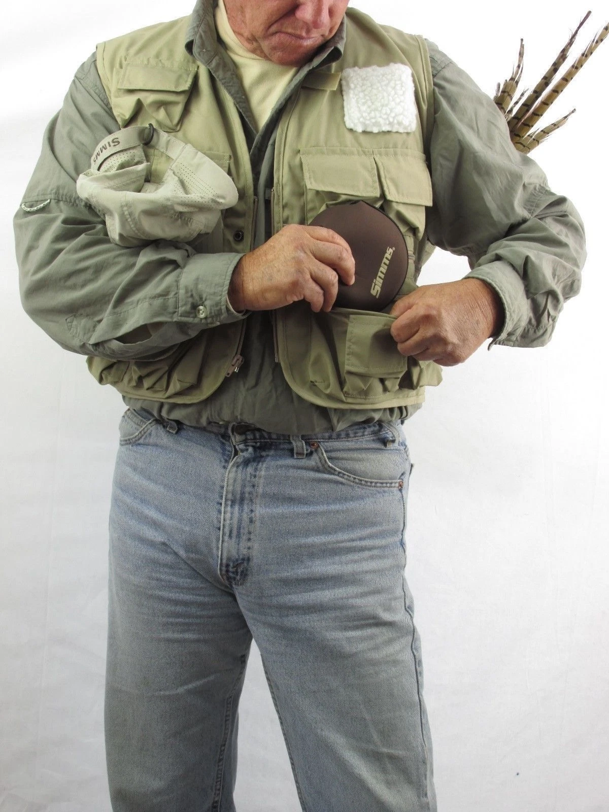 South Bend VTG Polyester Cotton Fly Fishing Hunting Photographer Vest Large H2