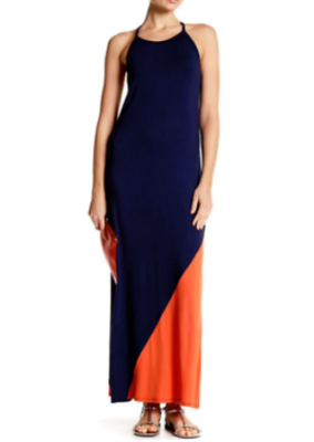 open lace back dress Blue and Orange Ombre Maxi Dress main image 1