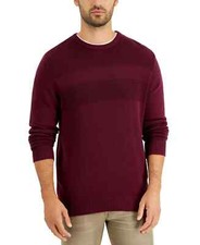 Club Room Men s Textured Cotton Sweater, Red Plum, Medium