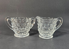 Fostoria American Clear Glass Mini Creamer & Open Sugar Set 2056 Elegant UV Glow