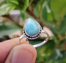 Blue Larimar 925 Sterling Silver Handmade Beautiful Women Ring All Size MO