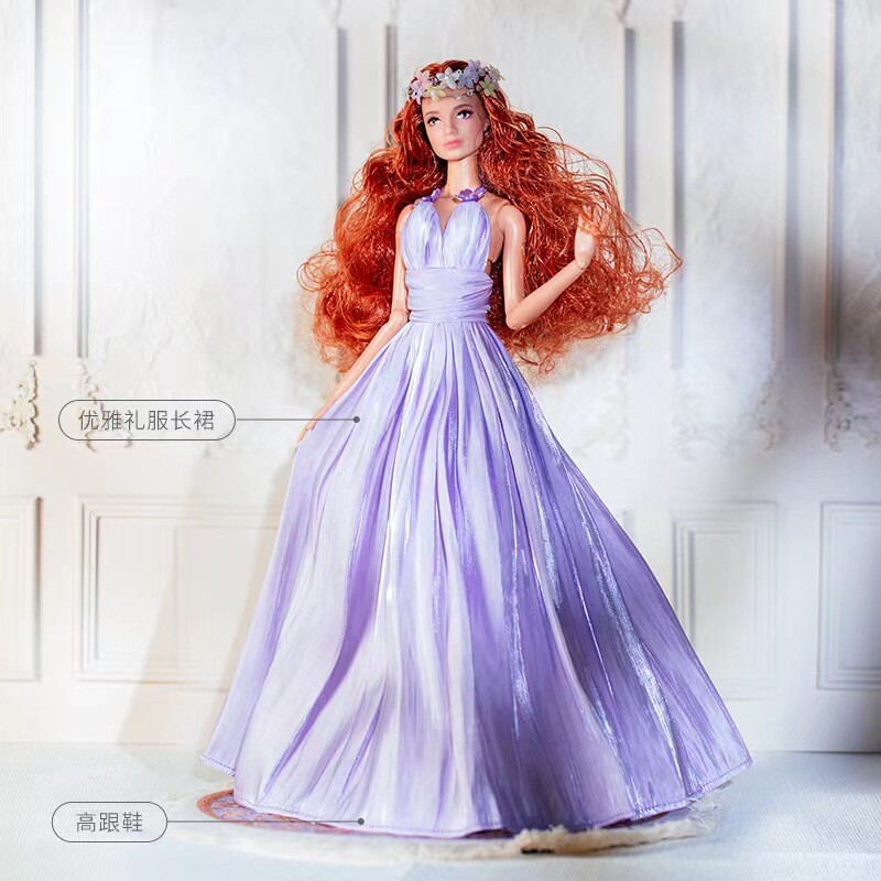 Elegant Purple Doll Clothes Princess Evening Dress 1/6