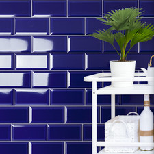 METRO VICTORIAN BLUE SUBWAY 20 x 10cm GLOSS WALL TILES - JOB LOT OF 6 SQ.METERS