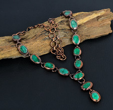 Emerald Handmade Gemstones Copper Electroformed Oval Shape Necklace Jewelry