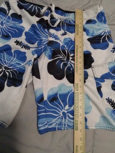 Hang Ten Shorts Mens Large 37 Waist Blue White Hawaiian Island Flower - Picture 4 of 4