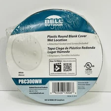 Hubbell Bell Outdoor PBC300WH 4" Round Blank Box Cover Wet Locations Plastic
