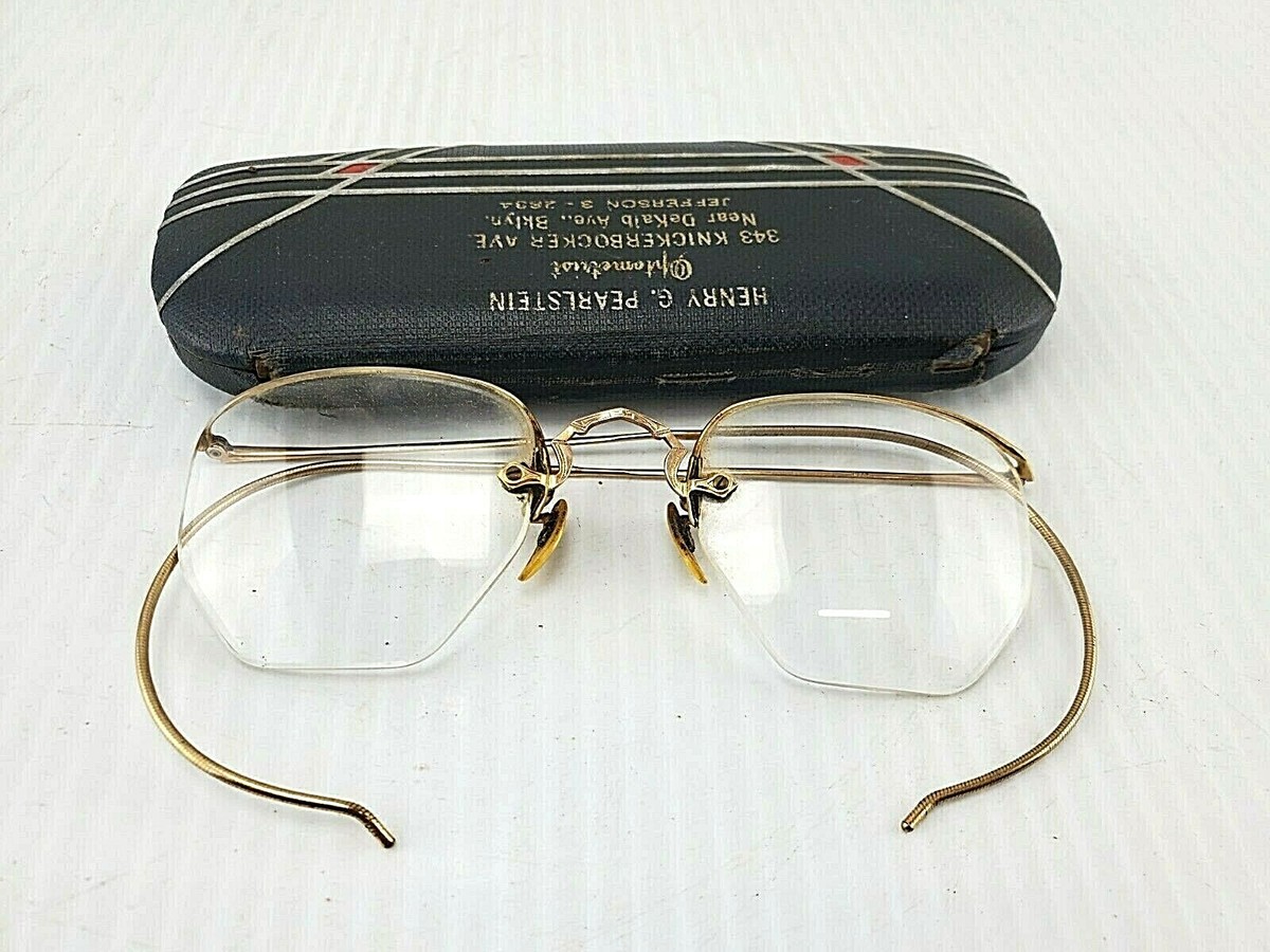 Antique Sischo & Beard Optician Eye Glasses 1/10 12k Gold‎ Wooden Box Antique Early 1900 main image 4