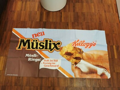 Kelloggs Müslix Müsli-Riegel Werbung Vintage Luftmatratze Luma Plakat