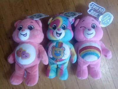 Care Bears Plush X3 Lot Caring For The Earth Love-A-Lot Cheer Good Vibes NEW 
