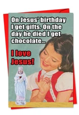 (6x) NobleWorks 1113 'I Love Jesus' Offensive Funny Christmas Greeting Card