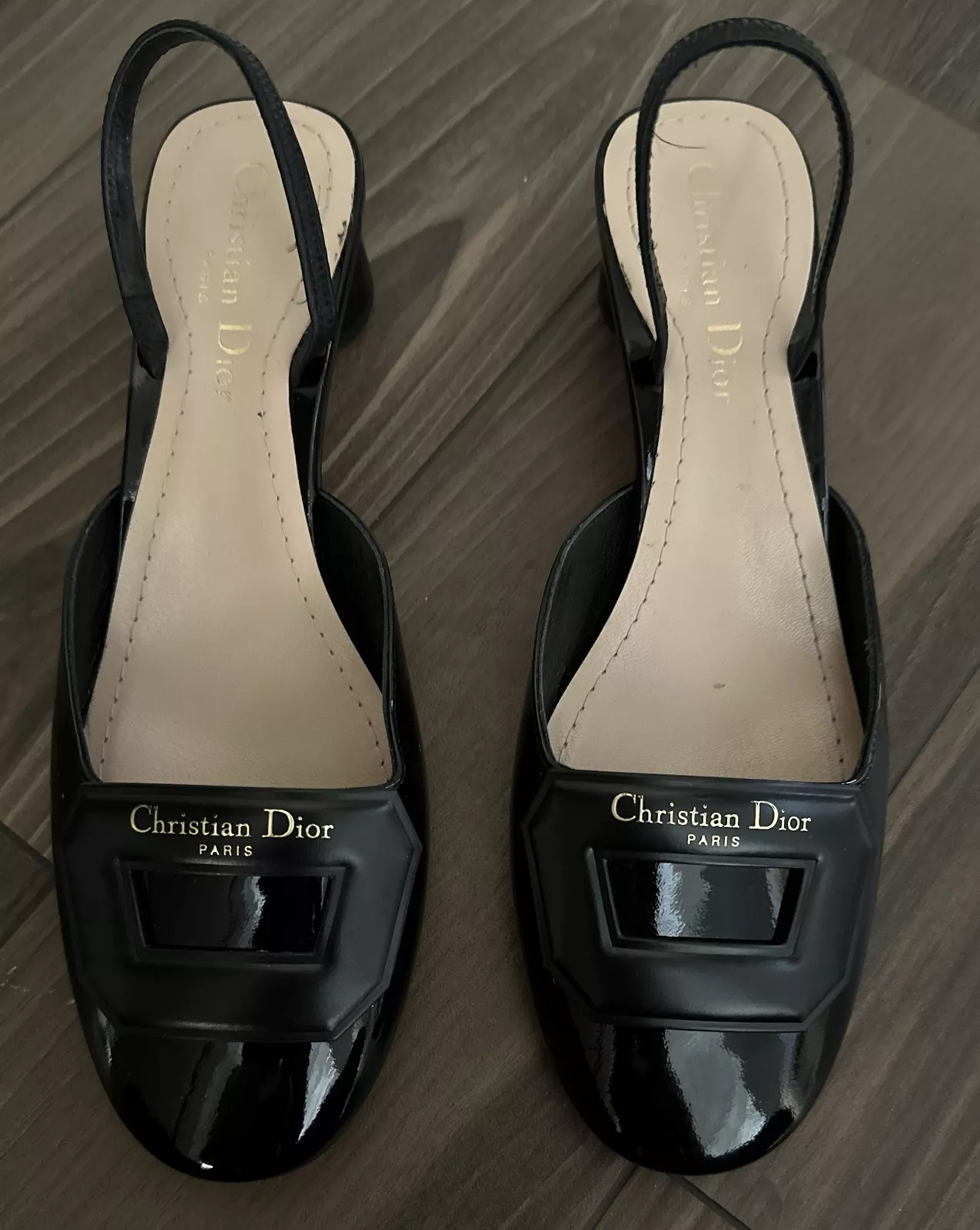 Escarpins Christian Dior Day Slingback noirs 35 mm taille 8 US/38 EU