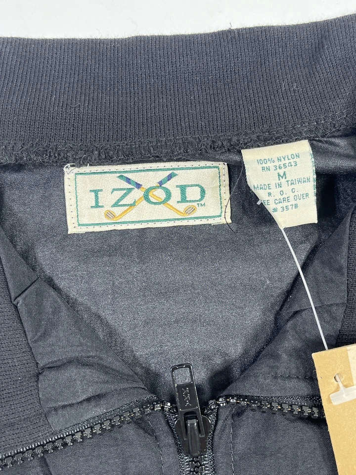 Vintage Mens Izod Black Full Zip Windbreak Jacket NEW - Image 2 of 4