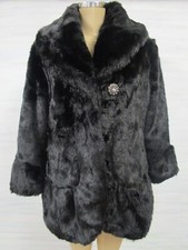 Iman Black Pelted Faux Fur Swing Coat Size Xs - Nwt