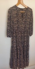 Ladies Maxi Dress Animal Print uk 14 F & F Black/beige Vgc