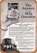 METAL SIGN - 1916 Carnation Evaporated Milk - Vintage Look Reproduction