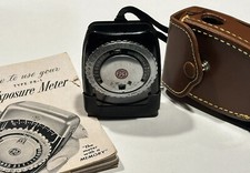 GE Exposure Meter Type PR-1 in Leather Case For Camera Photography - Vintage