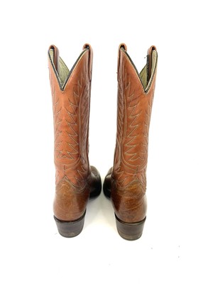 Dan Post Reverse Hide Leather Boots (Mens Size 8) Dan Post Vintage Brown Bull Hide Leather Cowboy Boots 6737  main image 4