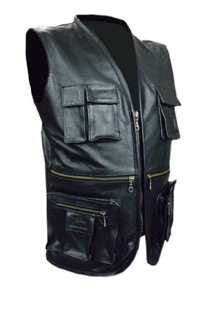 Amazon Mens Black Leather Motorcycle Vest Mens Biker Style Vest