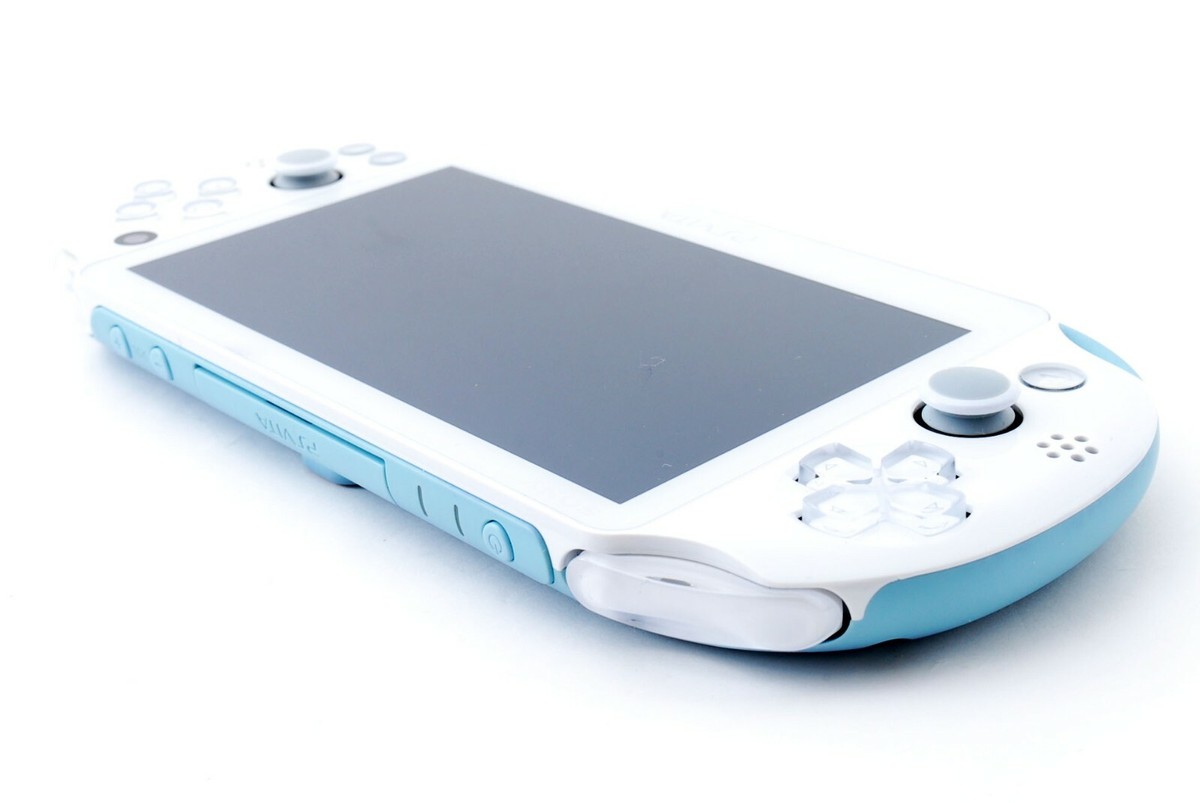 Sony PS Vita Light Blue White PCH-2000 Slim w/ Charger + Box From 