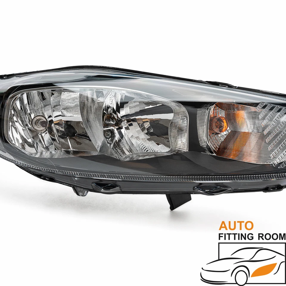 Pair Black Housing Headlights Assembly W/Bulbs For 2014-2019 Ford Fiesta S ST SE Foto 4 de 4