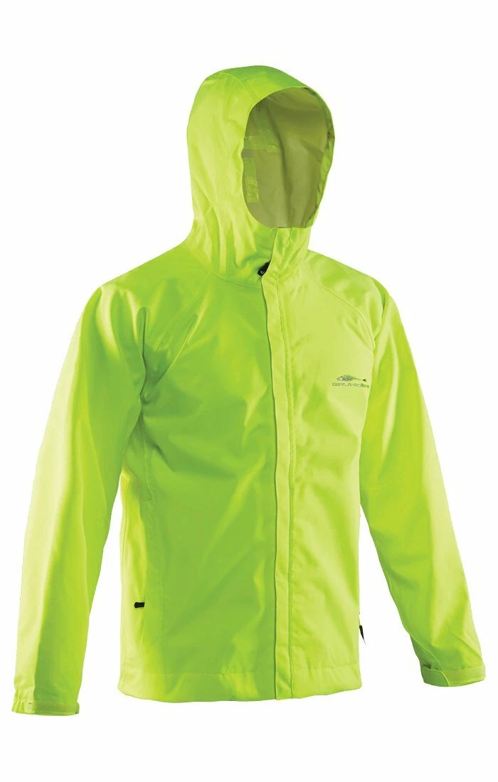 NEW Hi-Vis Yellow Grundens Weather Watch Hooded Sport Fishing Rain Jacket  GAGE