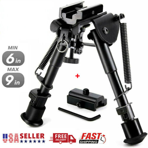 Rifle Bipod 6-9Inch Adjustable Picatinny Bipod with Adapter for Hunting Shooting - Picture 1 of 8