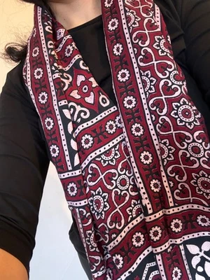Ajrak Schal Tuch Unisex Herren Damen Baumwolle Lilen Mischung Sindhi Kultur Stola Neu - Bild 1 von 4