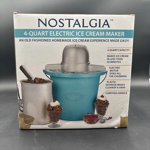 Nostalgia Electrics 4 Quart Electric Homemade Ice Cream Maker NEW