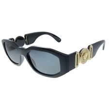 New Versace VE 4361 GB1/87 Black Plastic Geometric Sunglasses Grey Lens