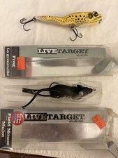 Live Target Field Mouse 3 1/2 Inch 3/4 oz Black & Frog 4 5/8 inch 7/8 oz Yellow