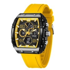 Herren Digital Analog Uhr Sport Gelb/Schwarz Silikonband