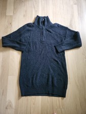 Old Navy Mock Neck 1/4 Zip Sweater Dress M Dark Gray Ribbed Knit Long Sleeve