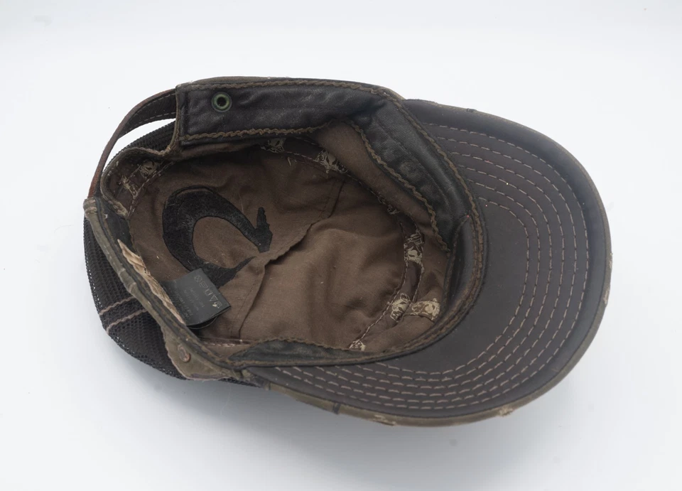 Gorra de bola encerada True Religion estilo moto envejecida - malla marrón oliva [25-0169] Foto 3 de 4