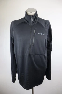 Patagonia Felpa Zippée 1/4 Logo Vintage Homme Taille XL Noir Polaire - Photo 1/4