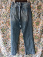 Zara Womens Size 6 High-Waisted Light Wash Denim Jeans W/ Frayed Hem 100 Cotton