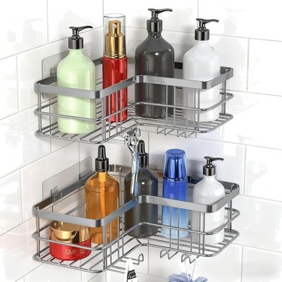 Duschablage Edelstahl, ohne Bohren, 2 Stück, Badezimmer, Küche,