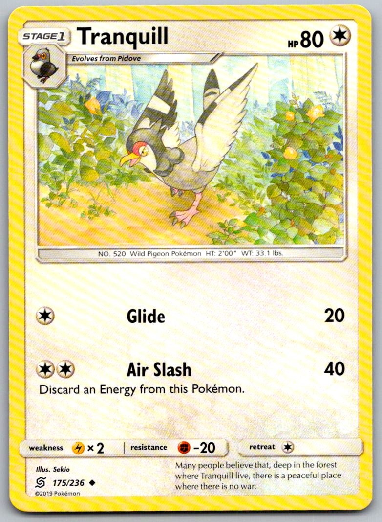 Tranquill 175/236 Uncommon Unified Minds Pokemon Near Mint