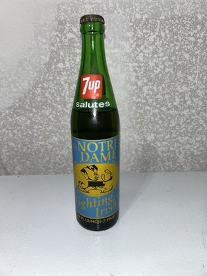 Vintage 7UP Notre Dame Fighting Irish 1973 National Champions  Bottle Full 16oz